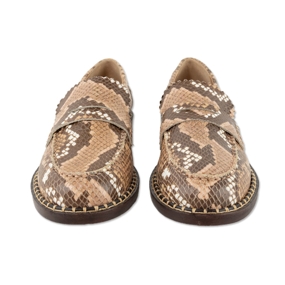 Schutz Christie Snakeskin Embossed Penny Loafers