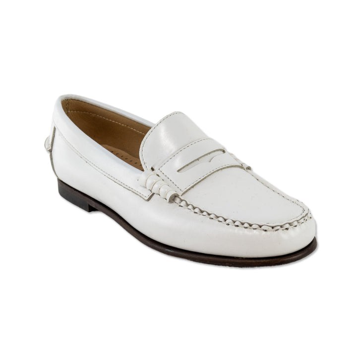 Sebago White Leather Round Toe Loafers