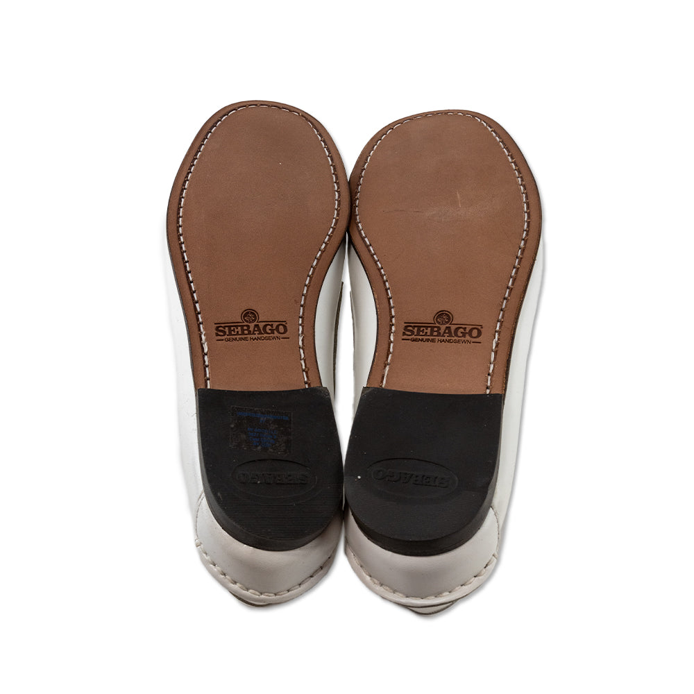 Sebago White Leather Round Toe Loafers