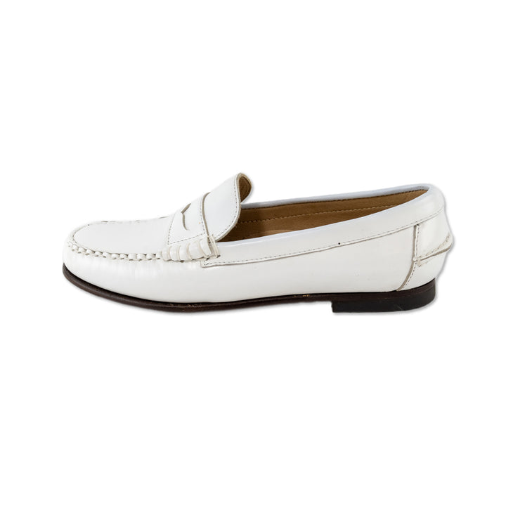 Sebago White Leather Round Toe Loafers