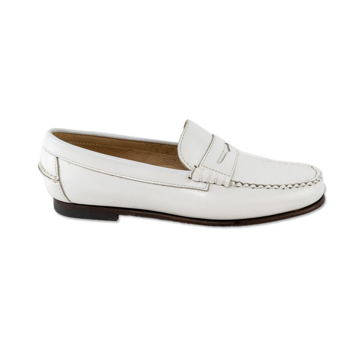 Sebago White Leather Round Toe Loafers