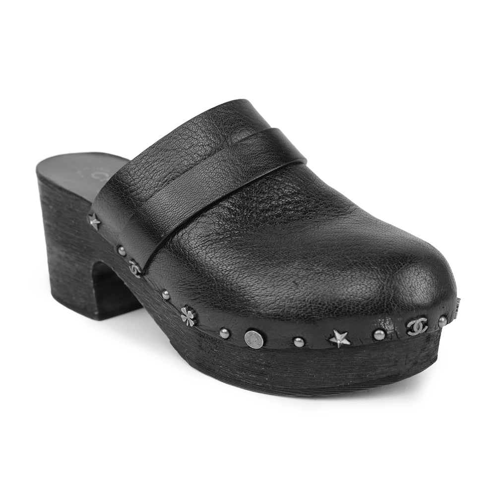 Chanel Black Lucky Charm Studded Clogs