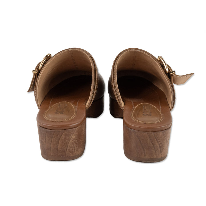 Schutz Brown Wooden Platform Clogs