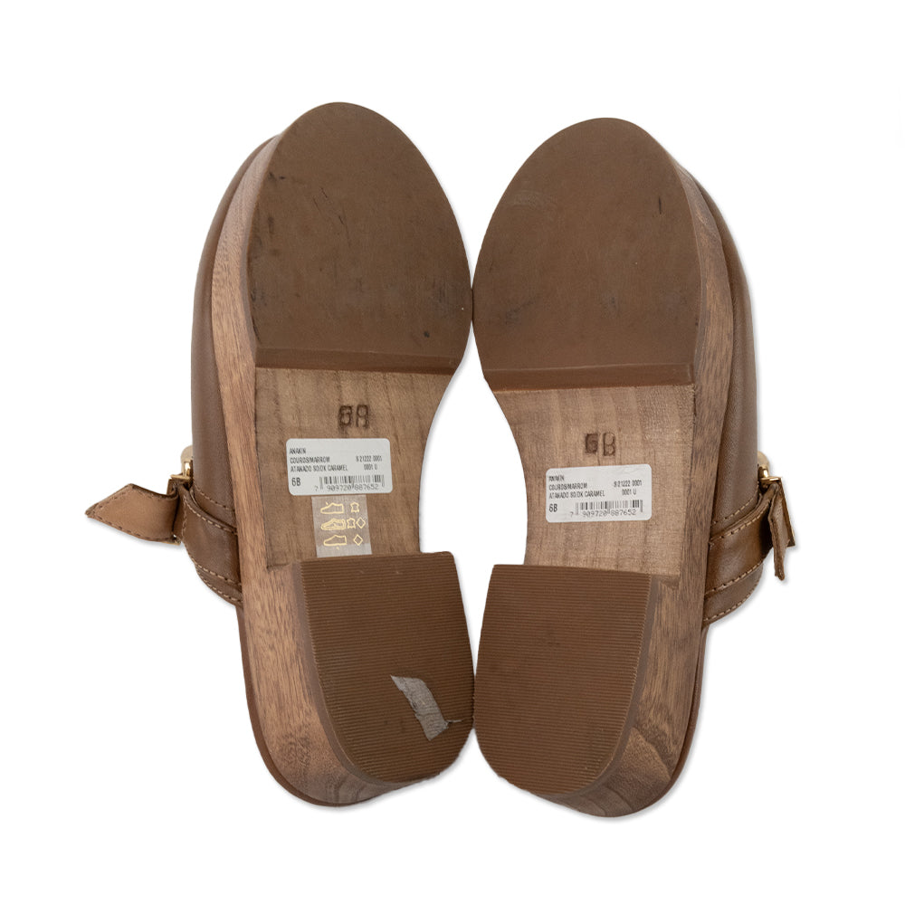 Schutz Brown Wooden Platform Clogs