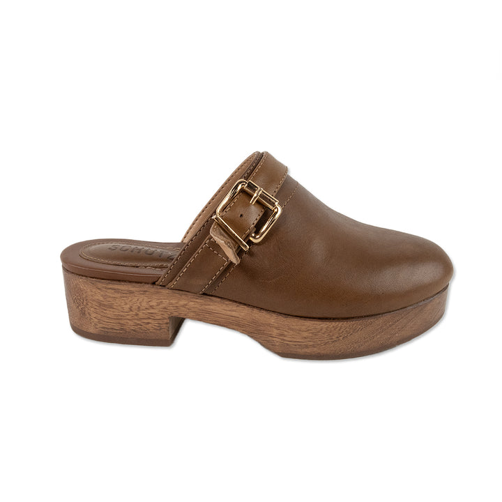 Schutz Brown Wooden Platform Clogs