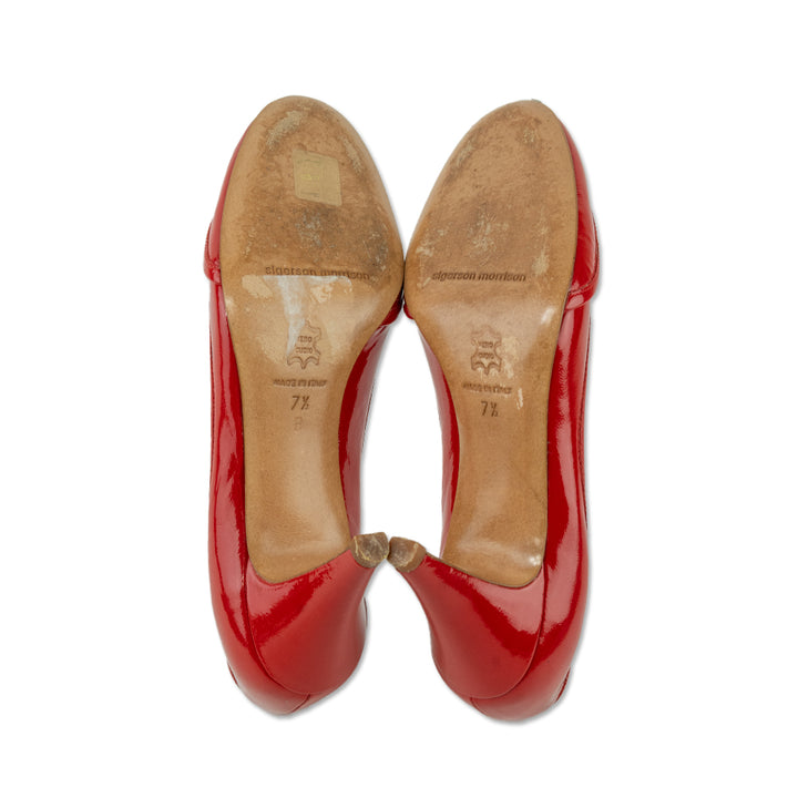 Sigerson Morrison Red Patent Leather Bow Pumps