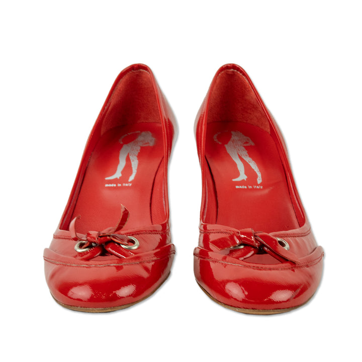 Sigerson Morrison Red Patent Leather Bow Pumps