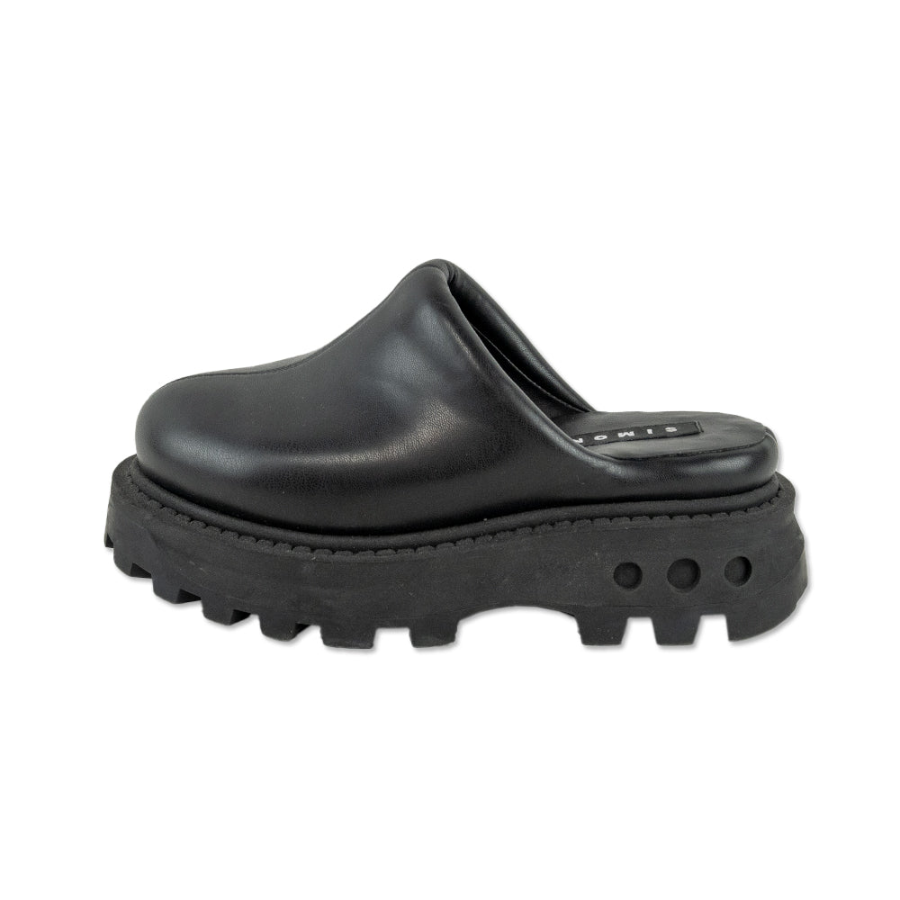 Simon Miller Black Faux Leather Grip Bubble Clogs