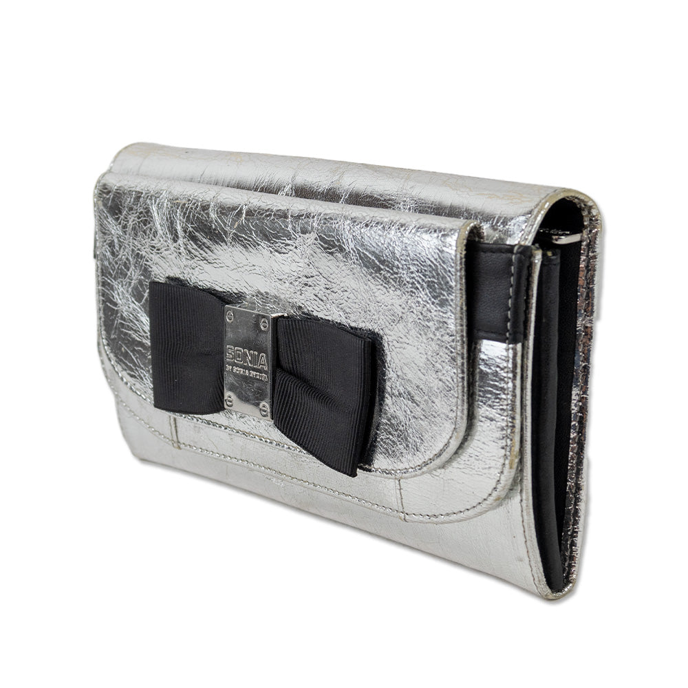 Sonia Rykiel Silver Metallic Leather Wallet