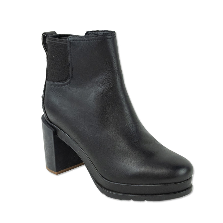 Sorel Black Leather Heeled Chelsea Booties