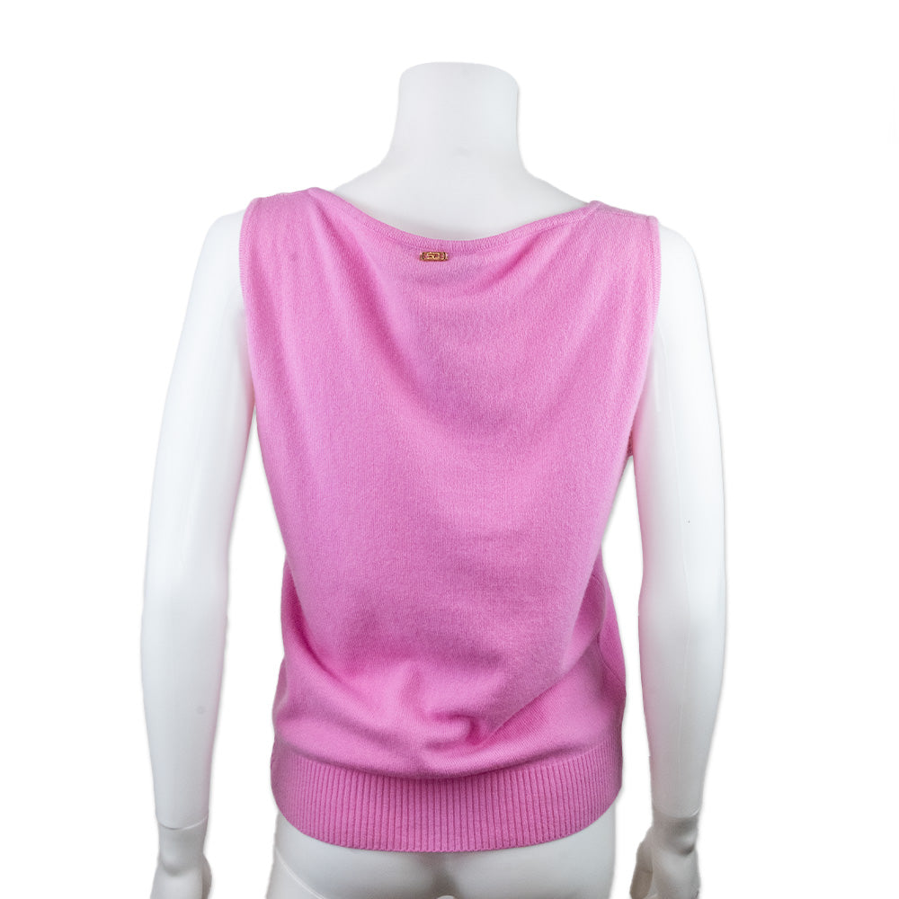 St. John Cashmere Pink Scoop Neck Tank Top