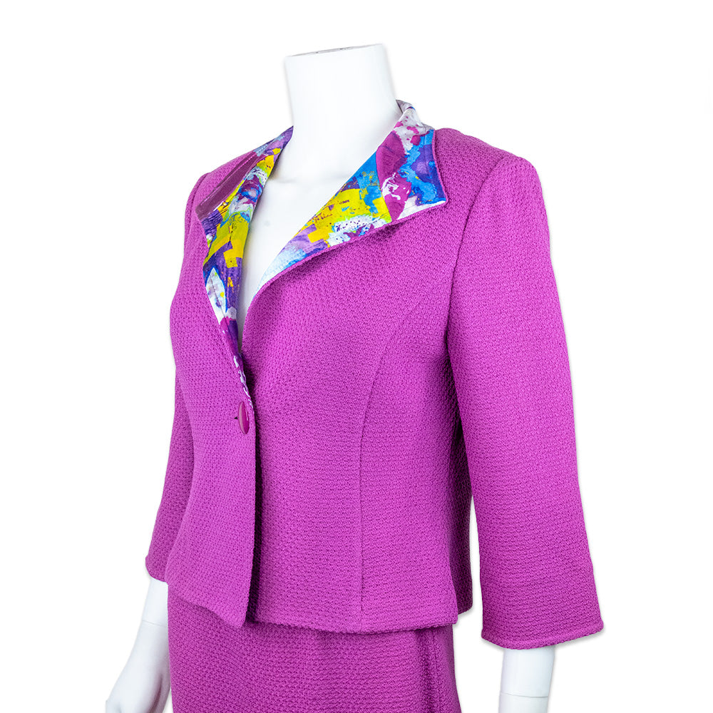 St. John Pink Knit Button Blazer