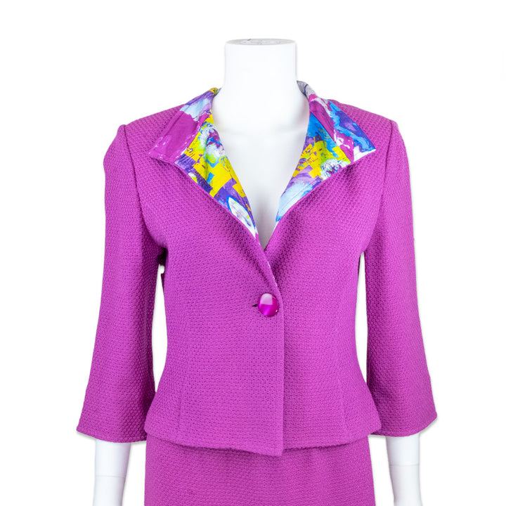 St. John Pink Knit Button Blazer