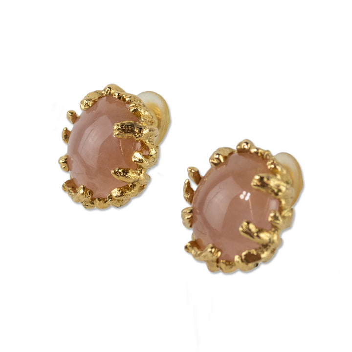 St. John Pink and Gold Costume Clip On Earrings