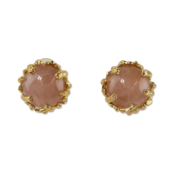 St. John Pink and Gold Costume Clip On Earrings