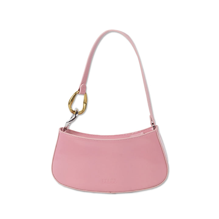 Staud Pink Ollie Zip Leather Shoulder Bag