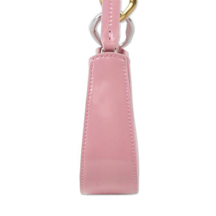 Staud Pink Ollie Zip Leather Shoulder Bag