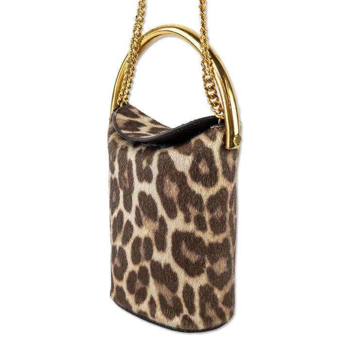 Stella McCartney Leopard Print Faux Calf Hair Bucket Bag