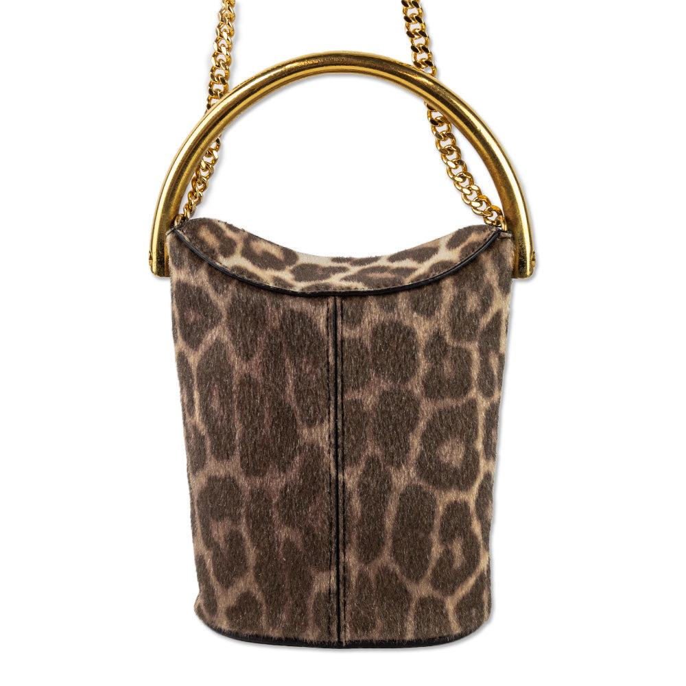 Stella McCartney Leopard Print Faux Calf Hair Bucket Bag