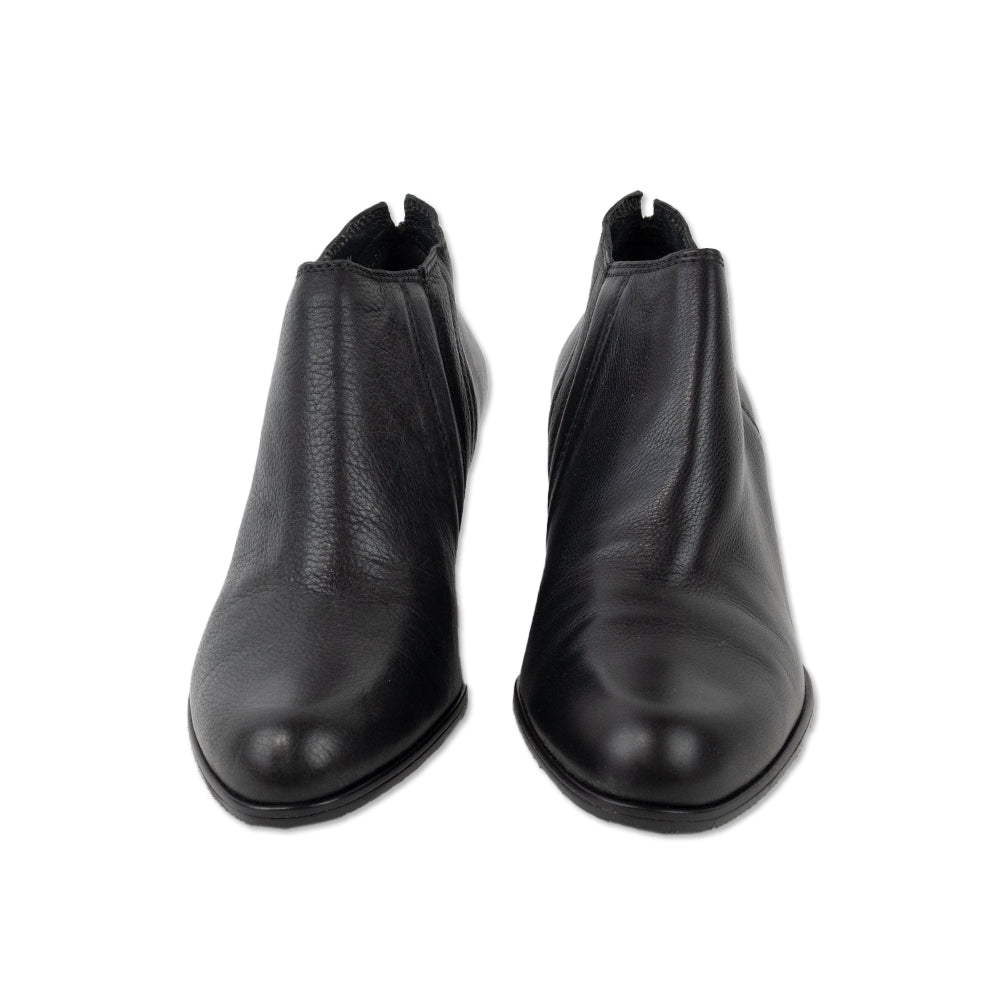 Stuart Weitzman Black Leather Heeled Ankle Booties