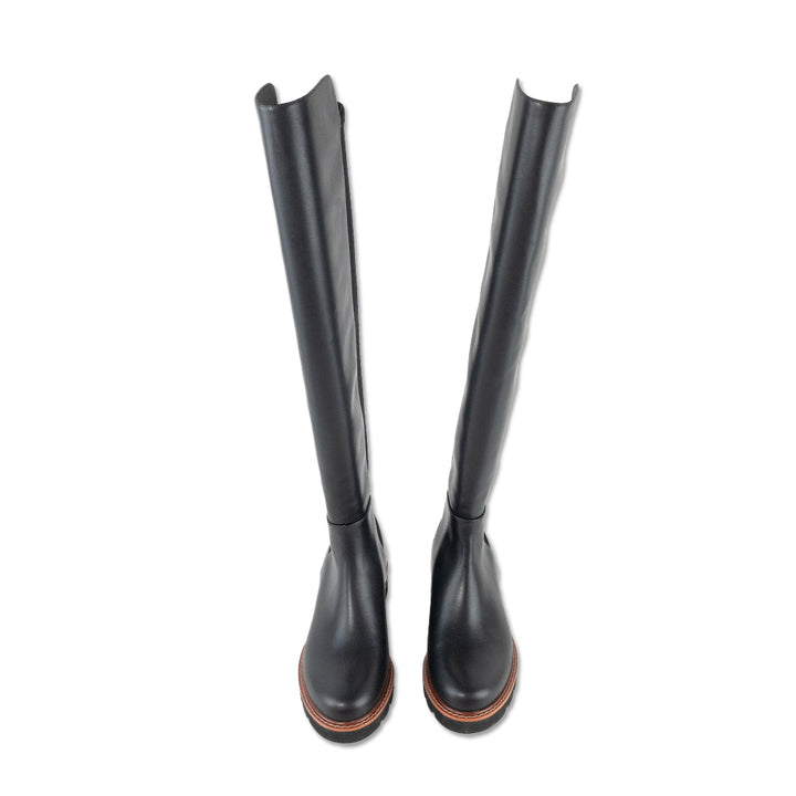 Stuart Weitzman Black Leather Knee High Riding Boots