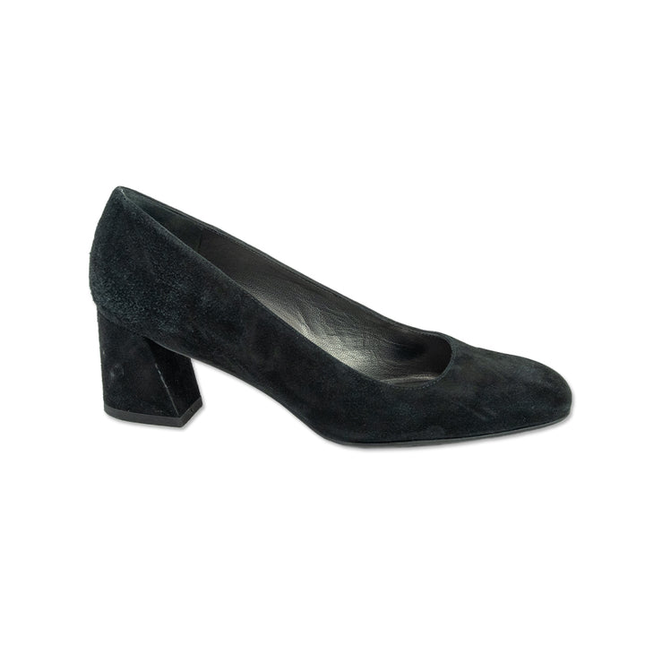 Stuart Weitzman Black Suede Marymid Pumps