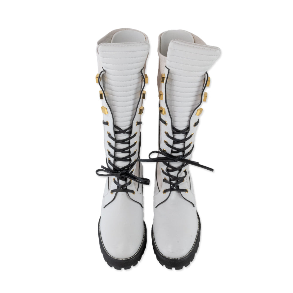 Stuart Weitzman Color Block Leather Lace Up Combat Boots