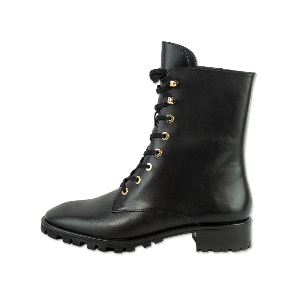 Stuart Weitzman Laine Black Leather Combat Boots