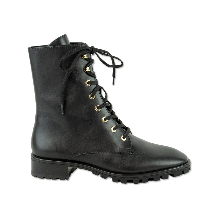 Stuart Weitzman Laine Black Leather Combat Boots