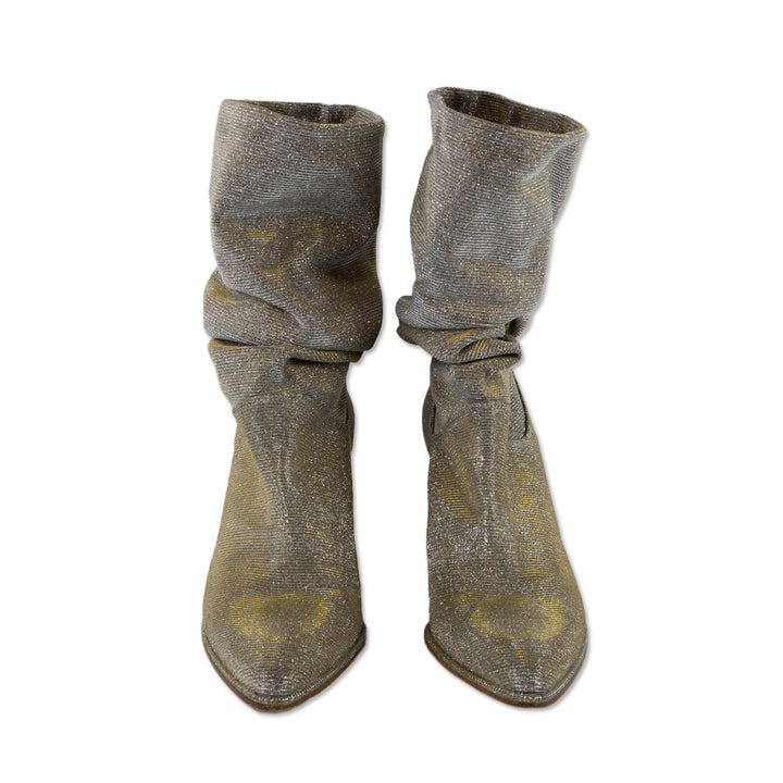 Stuart Weitzman Metallic Silver Gold Slouch Boots