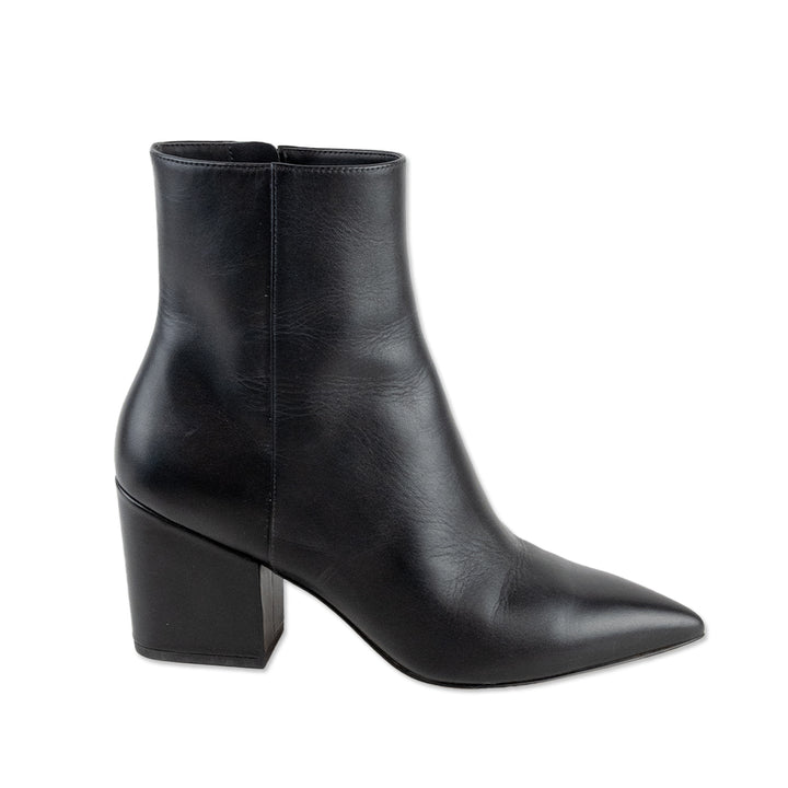 Stuart Weitzman Pointed Toe Black Leather Ankle Boot