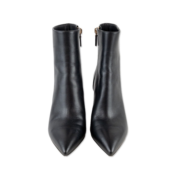 Stuart Weitzman Pointed Toe Black Leather Ankle Boot