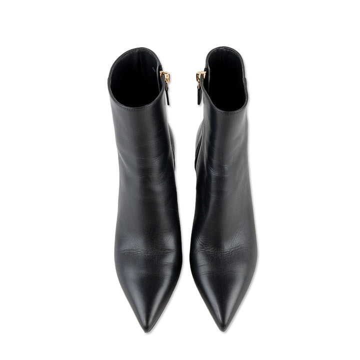 Stuart Weitzman Pointed Toe Black Leather Ankle Boot