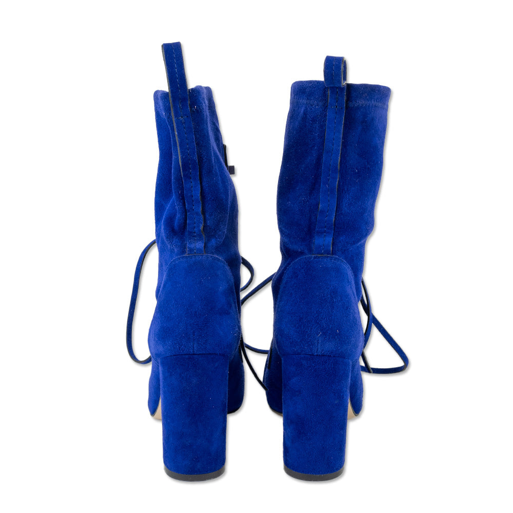 Stuart Weitzman Royal Blue Suede Calf Booties