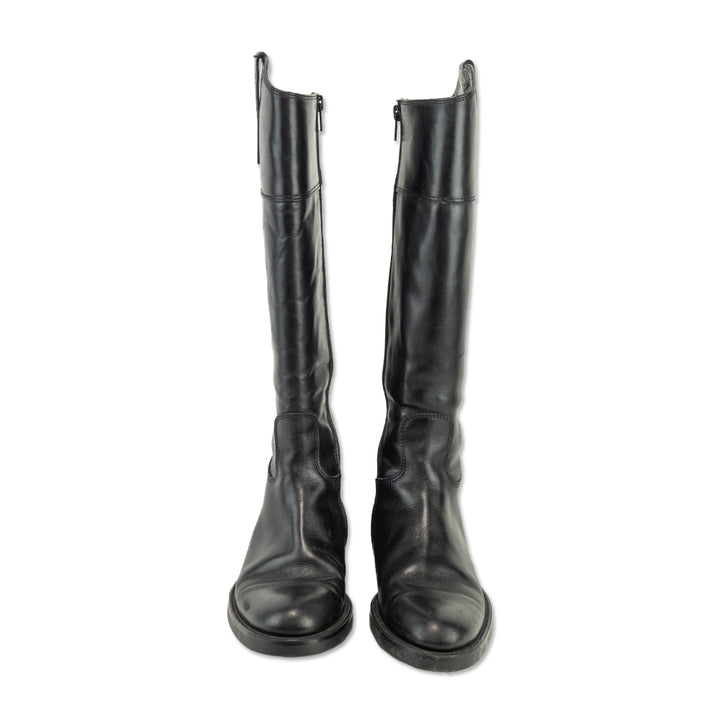 Studio Pollini Black Leather Riding Boots