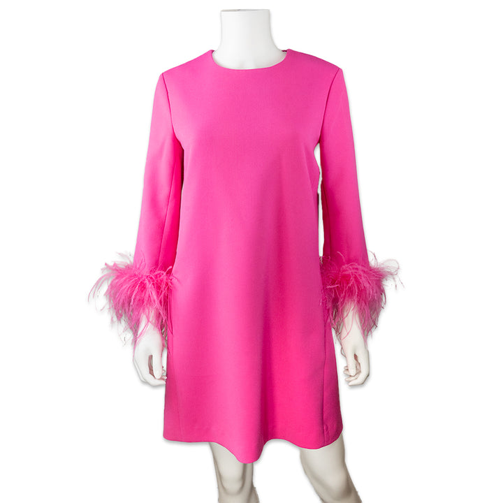 TUCKERNUCK LONG SLEEVE FEATHER TRIMMED MIDI DRESS