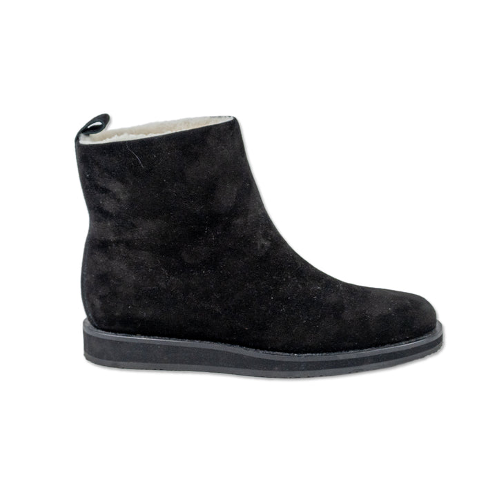 Tamara Mellon Black Suede Shearling-Lined Ankle Boots