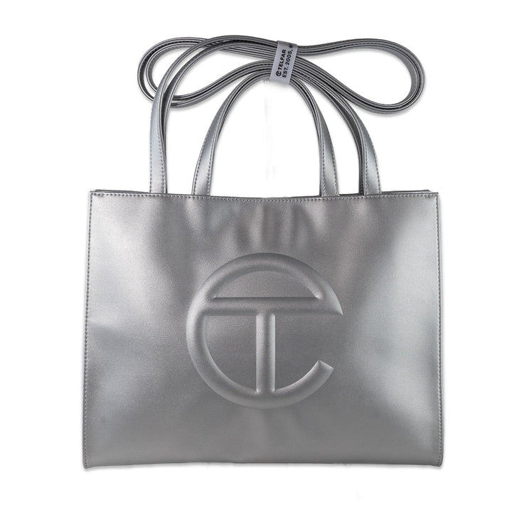 Telfar Medium Silver Shopping Tote