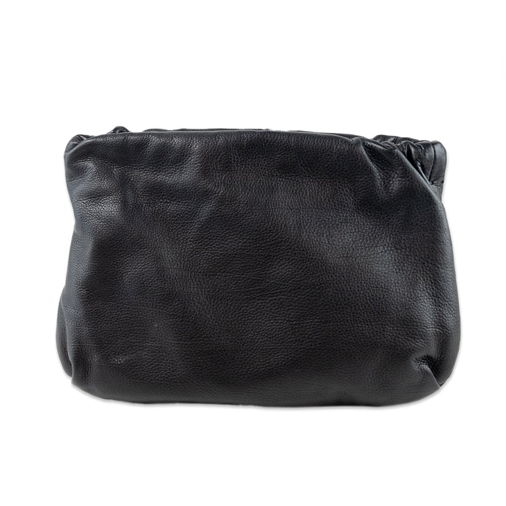 The Row Black Pleated Leather Crossbody Bag