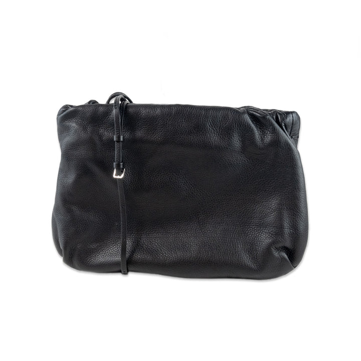 The Row Black Pleated Leather Crossbody Bag