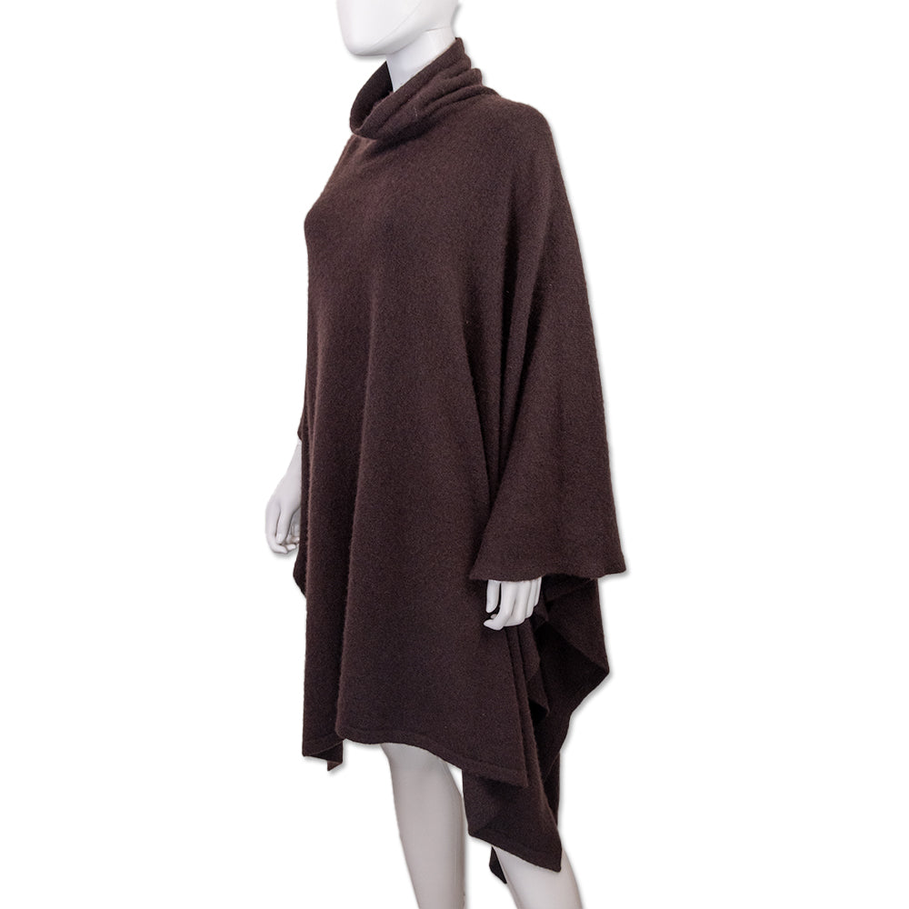 The Row Dafin Saddle Brown Cashmere Silk Poncho