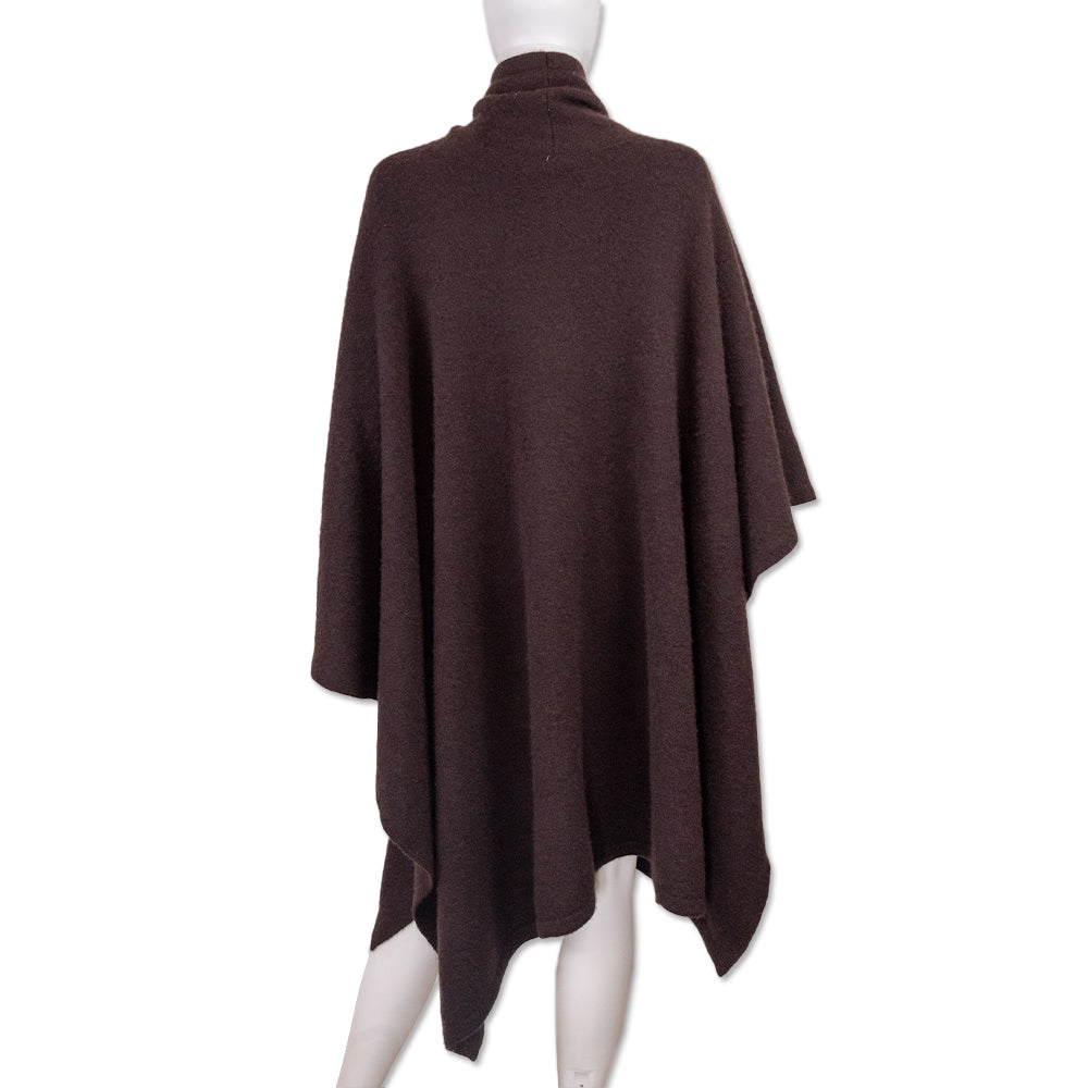 The Row Dafin Saddle Brown Cashmere Silk Poncho