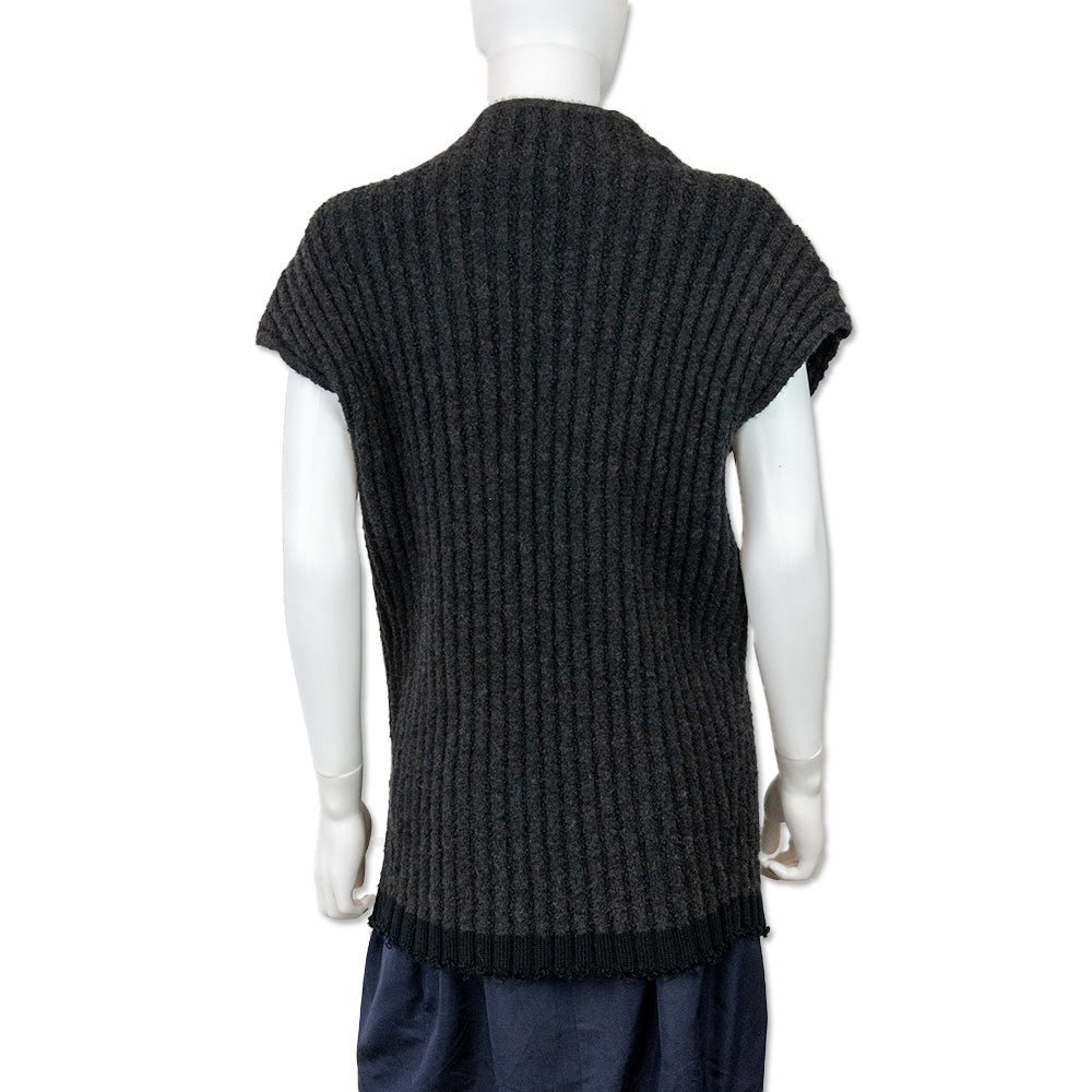 The Row Dark Grey Damiano Rib-Knit Sleeveless Sweater