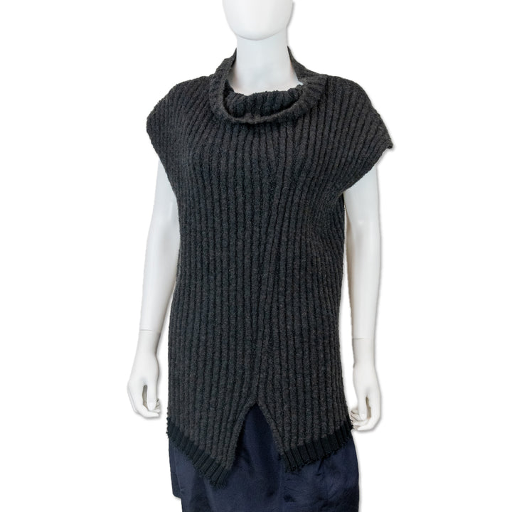 The Row Dark Grey Damiano Rib-Knit Sleeveless Sweater