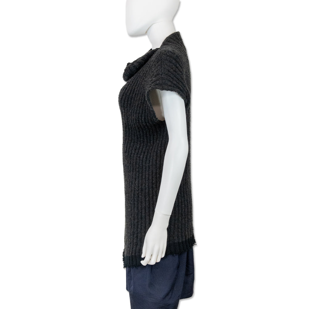 The Row Dark Grey Damiano Rib-Knit Sleeveless Sweater