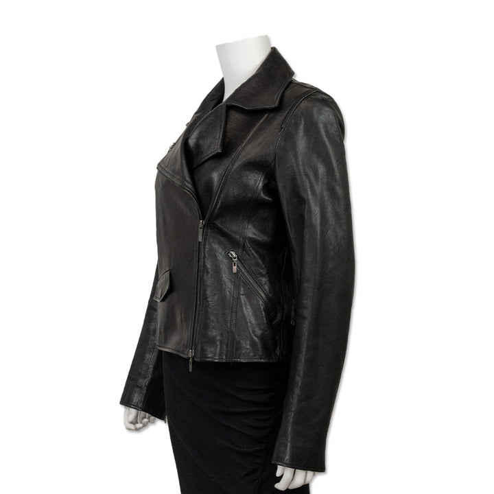 Theory Black Leather Biker Jacket