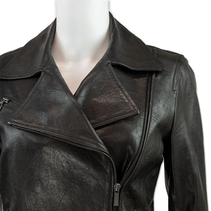 Theory Black Leather Biker Jacket