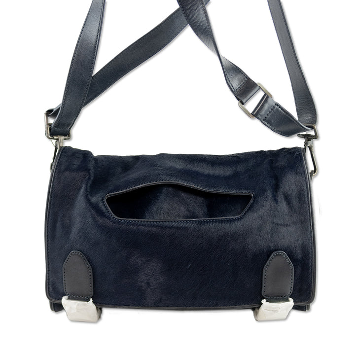 Theyskens
 Theory Navy Calf Hair Small Messenger Bag