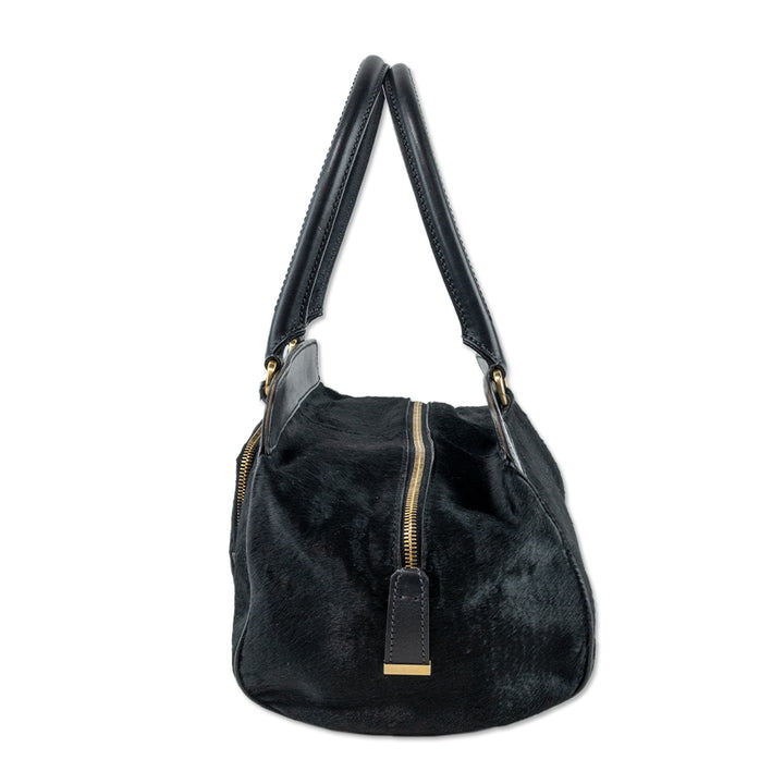 Tod
s Black Pony Hair Leather-Trim Shoulder Bag