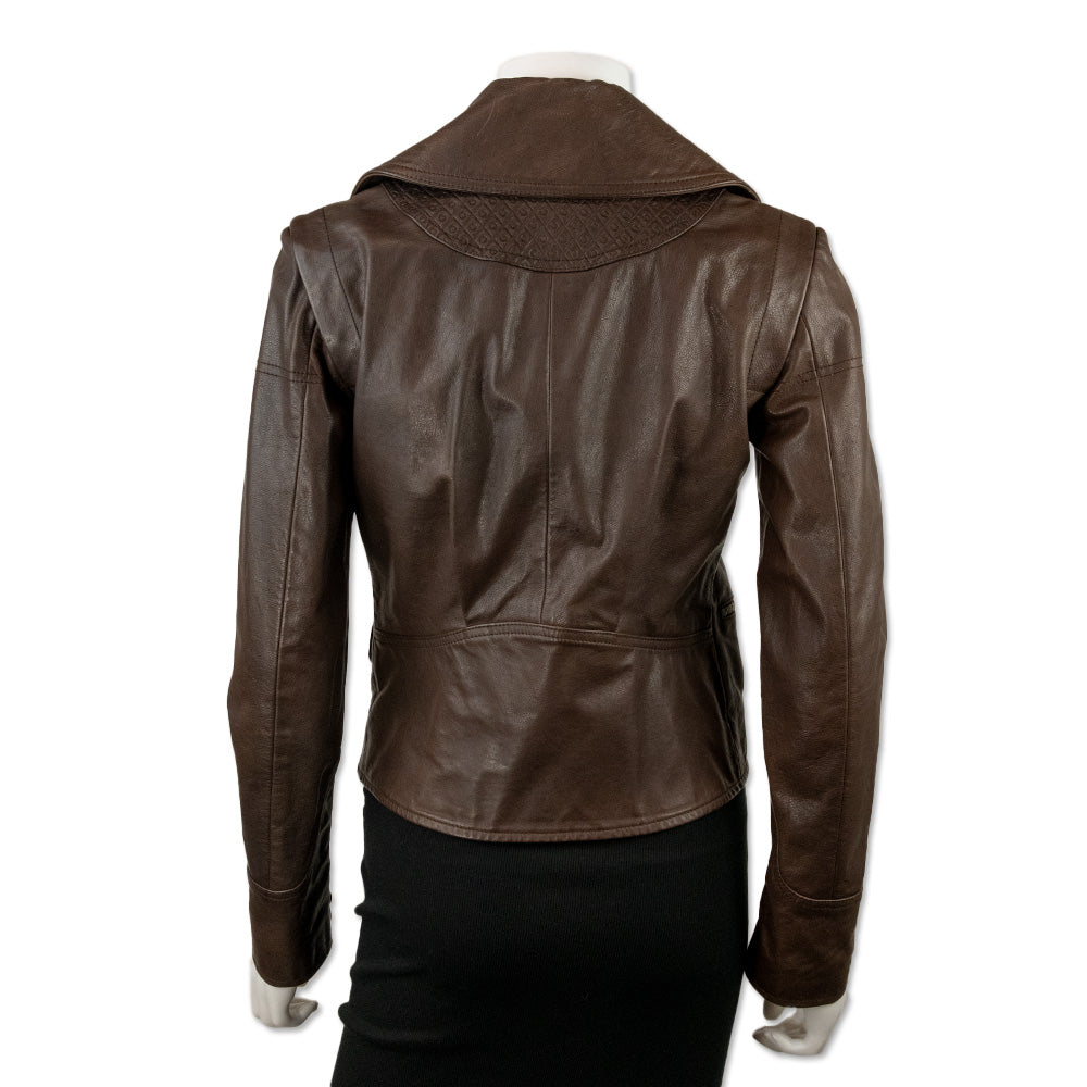 Tod
s Brown Leather Moto Jacket